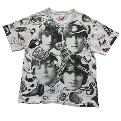 Rare Vintage The Beatles T-shirt 90's AOP Black and White Shirt.