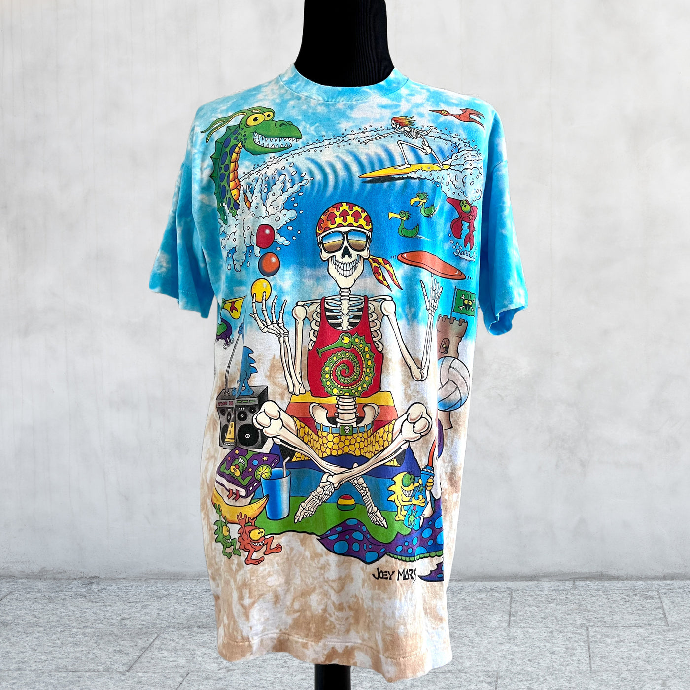 Rare vintage 1992 Joey Mars Liquid Blue tie dye Multi Color shirt size XL.T-shirt. Front view