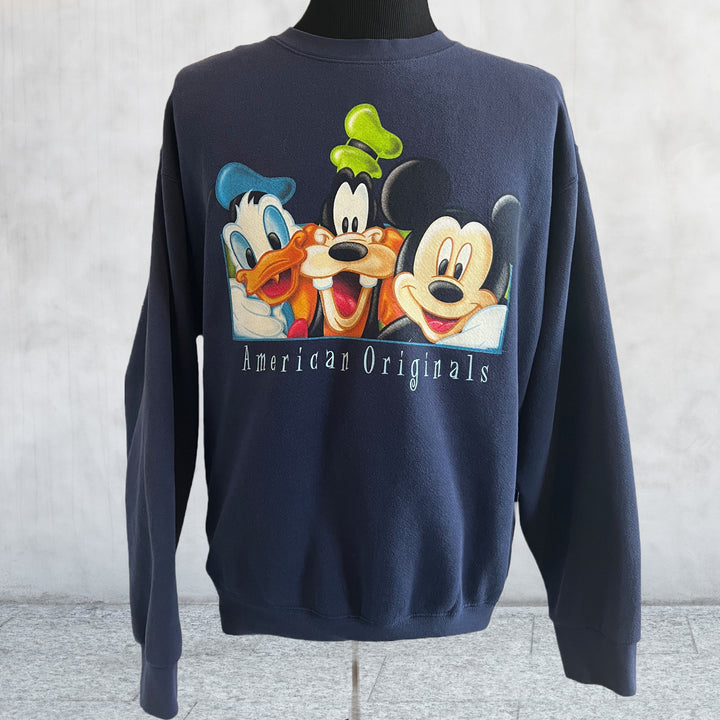 Rare 90s Blue Donald Duck Daisy Disney American Originals Crewneck Sweatshirt. Large