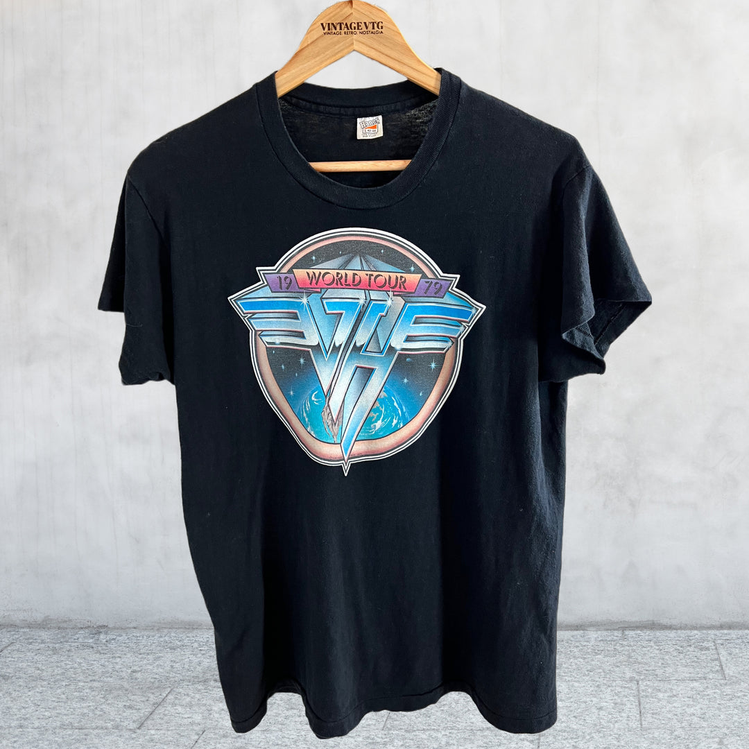 Rare find Vintage Van Halen 1979 World Tour Concert T-shirt. Large front view