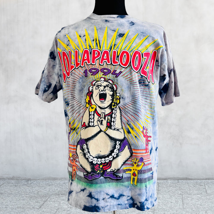 Rare vintage 1994 Lollapalooza Smashing Pumpkins, Beastie Boys Festival Tie Dye T-shirt front view