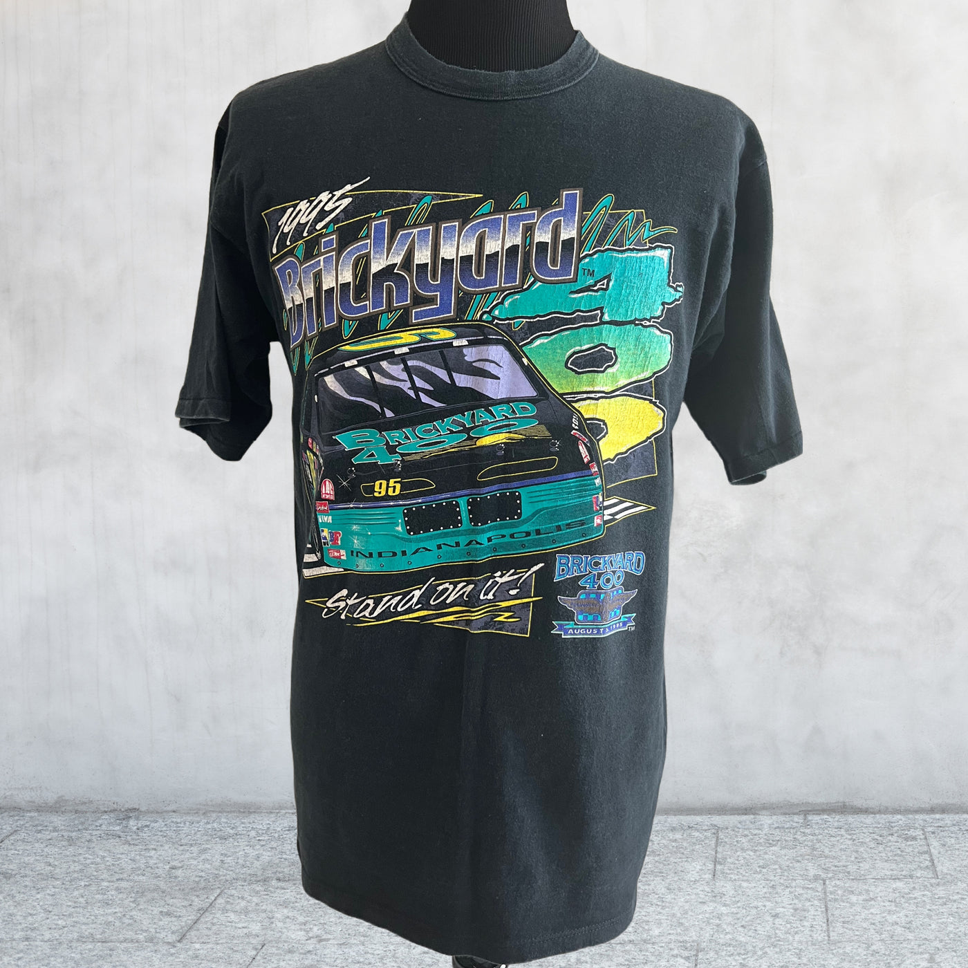 Vintage 1995 Brickyard 400 vintage T-shirt. Front view of shirt