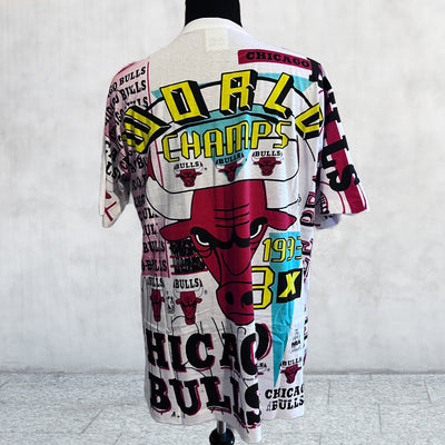 Vintage Chicago bulls Shirt 1993 NBA World Champs Bulls All Over Print T-Shirt