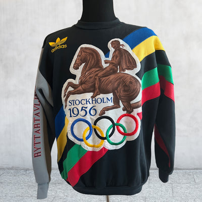 Rare vintage 80s Adidas trefoil Stockholm 1956 Olympics sweatshirt