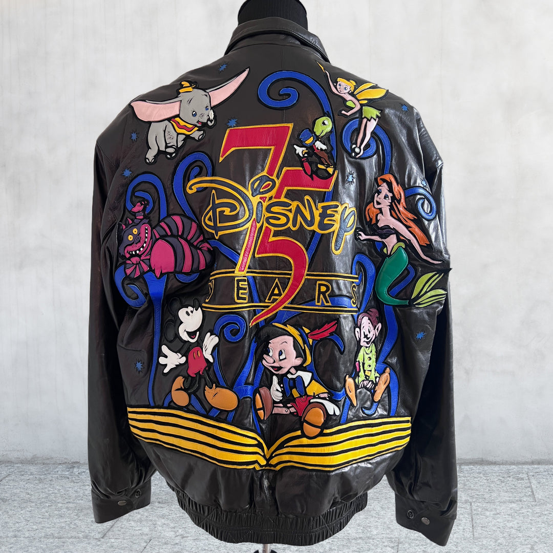 Leather Jacket Bombers Disney Rare Vintage Disney 75 Years Black
