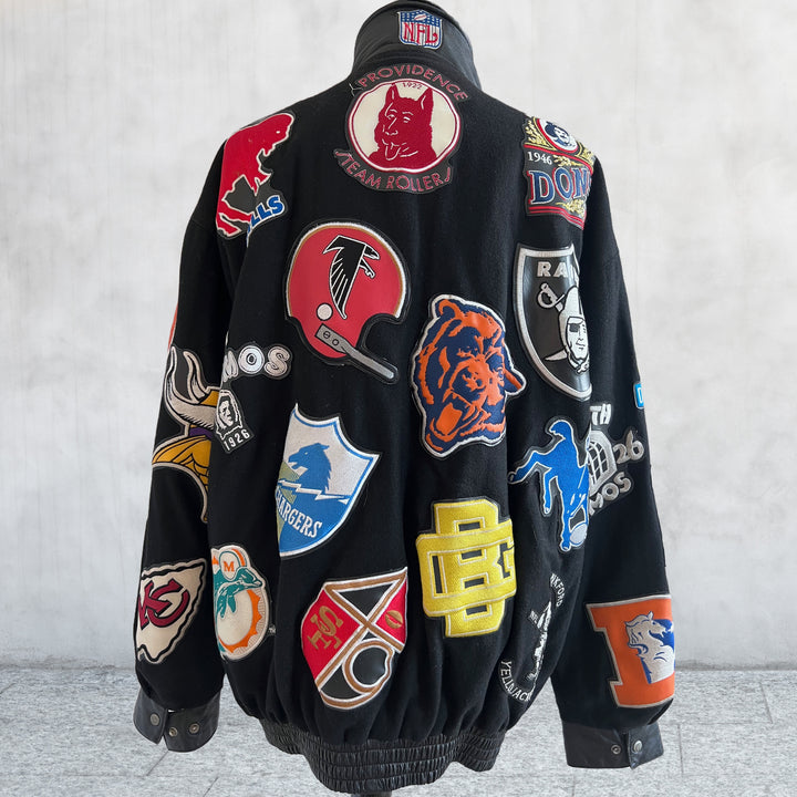 Vintage Jeff Hamilton, Rebook, NFL patch wool and leather jacket.