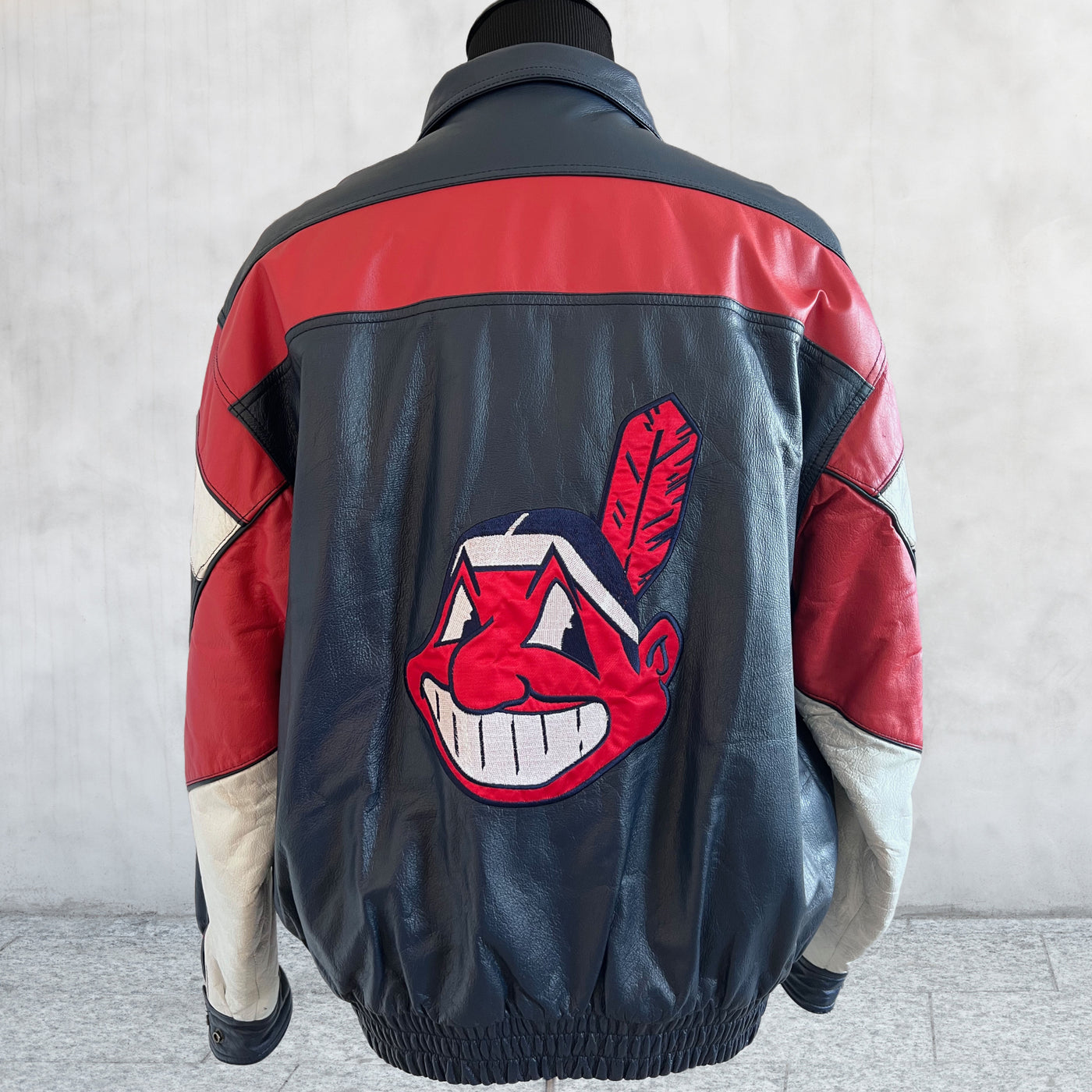Vintage Blue Wilsons Pro Player Leather Cleveland Indians Jacket. Large