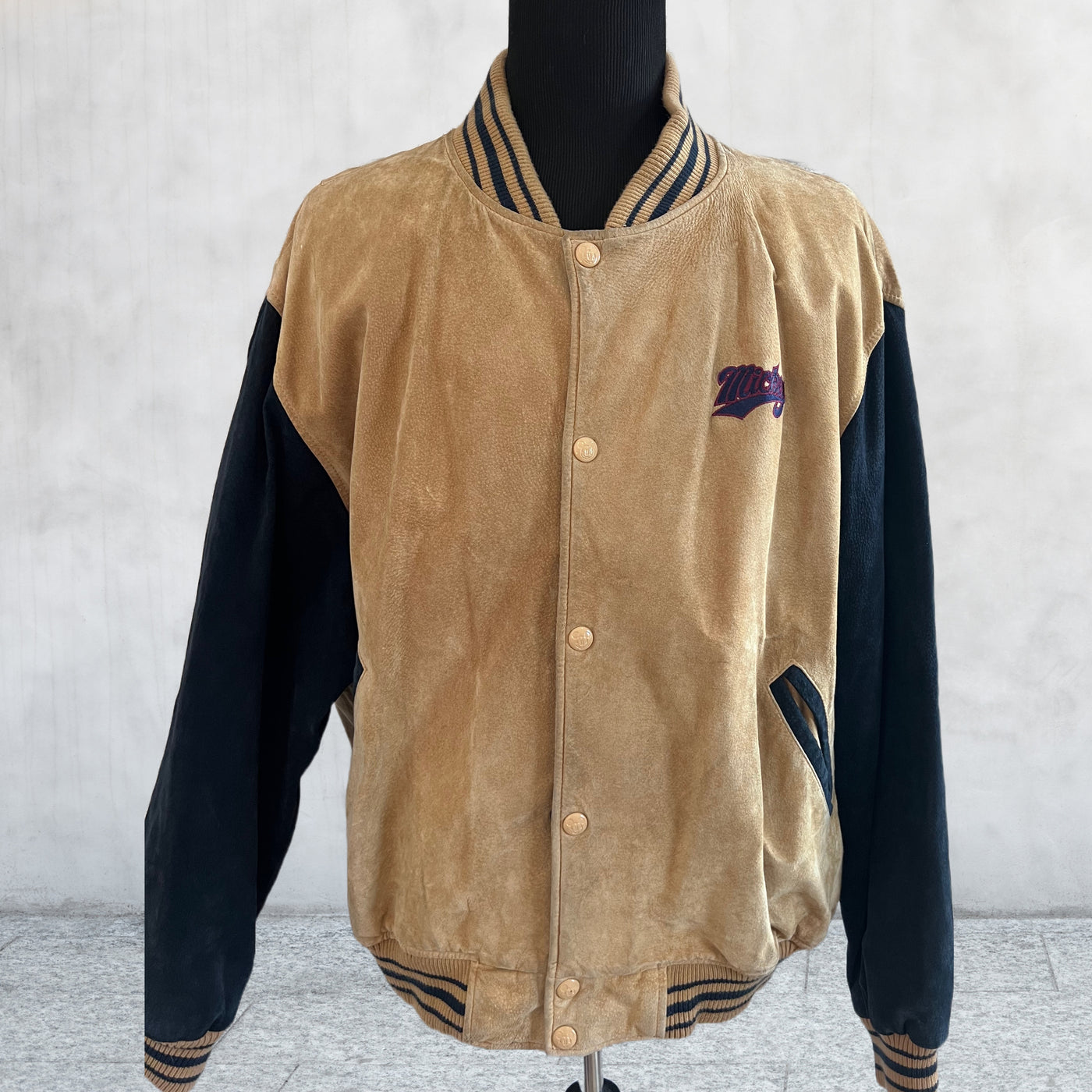Vintage Disney Mickey Mouse 1928 Varsity Jacket  suede leather.
