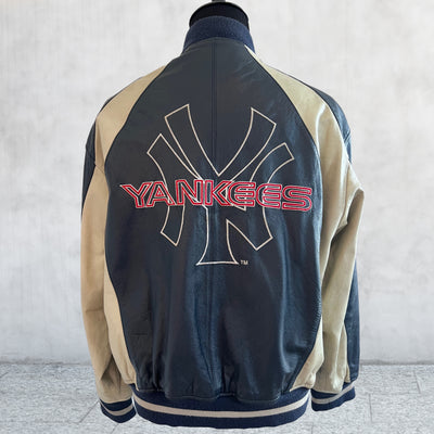 Vintage NY Yankees Leather Bomber Jacket. Large
