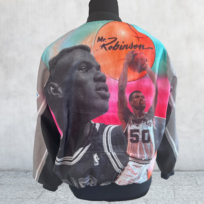 Rare Vintage San Antonio Spurs David Robinson Chalk Line Jacket. Large