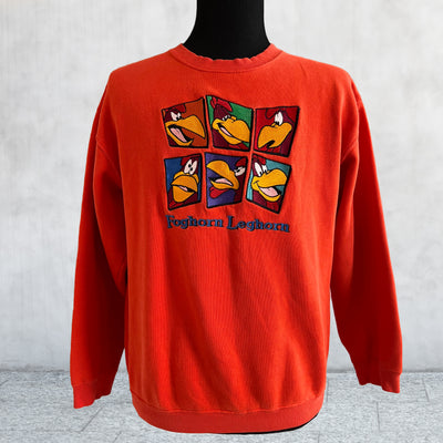 Vintage 90's Warner Brothers Foghorn Leghorn Crewneck Sweatshirt Orange.