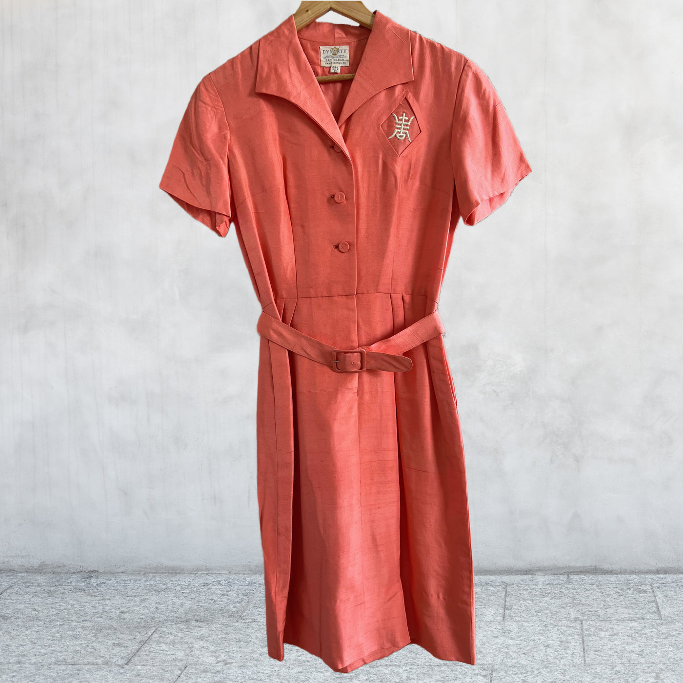 Vintage Dynasty Silk Dress Salmon color