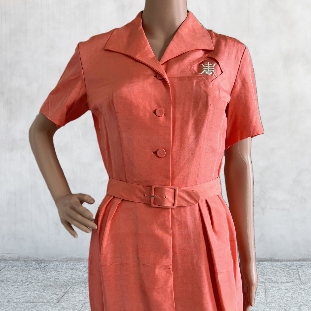 Vintage Dynasty Silk Dress Salmon color