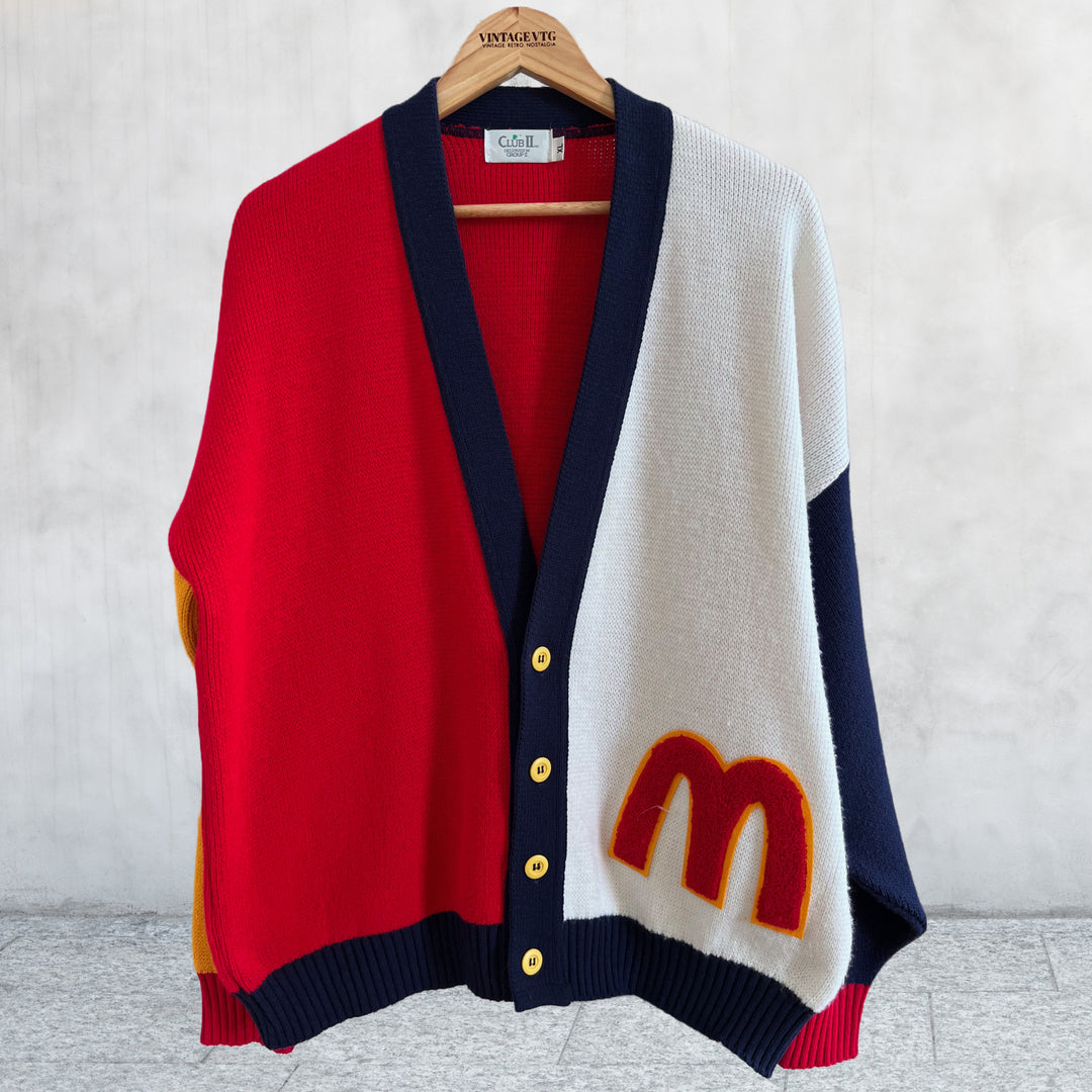 Rare 80s Vintage McDonalds Cardigan Sweater. XL