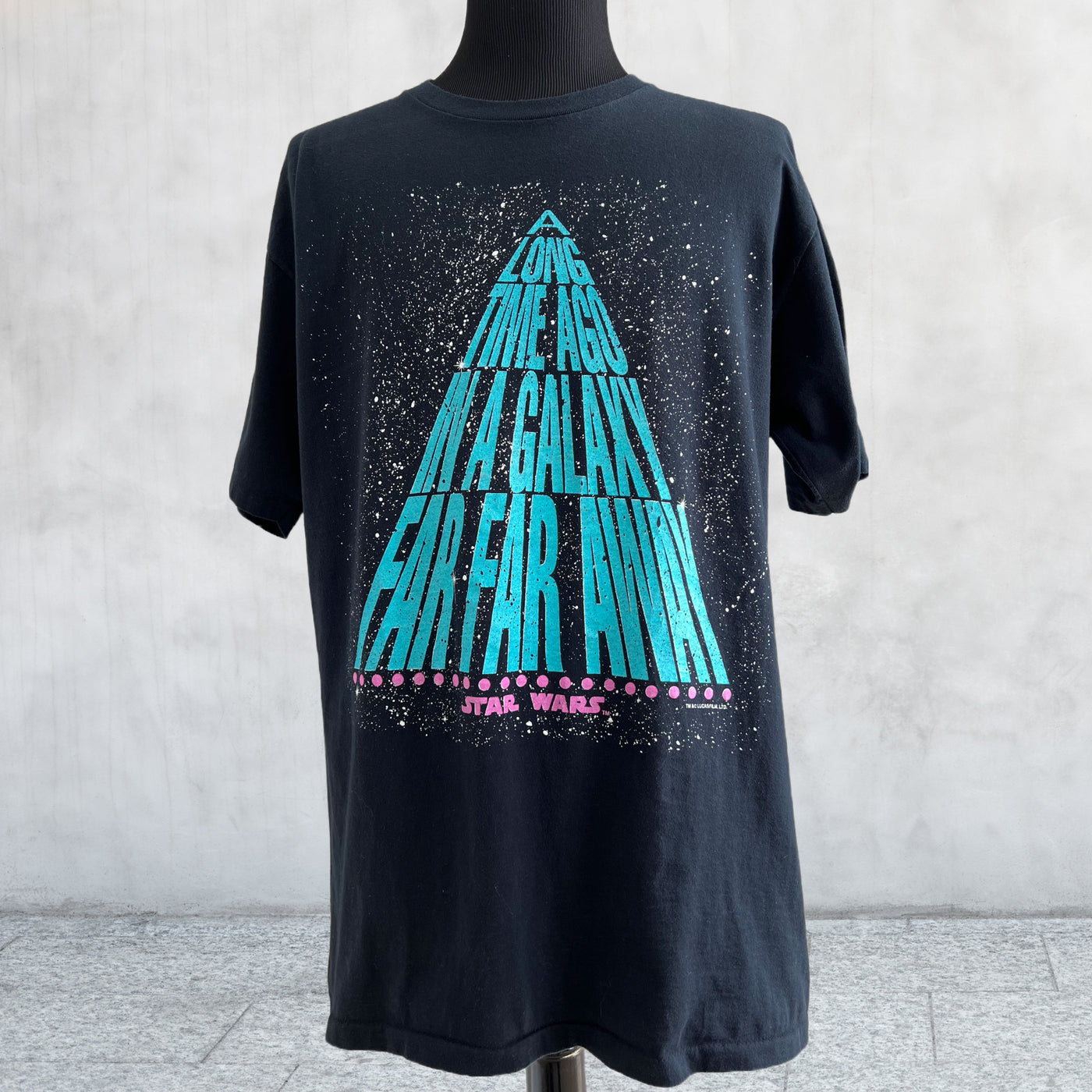 Vintage 80s Star Wars Shirt "A Long Time A Ago In A Galaxy Far Far Away" shirt front view