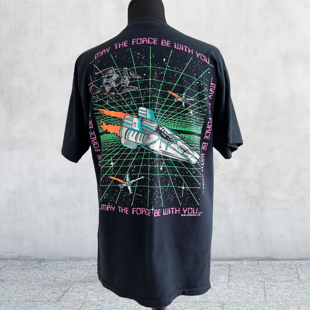 Vintage 80s Star Wars Shirt "A Long Time A Ago In A Galaxy Far Far Away" shirt back view