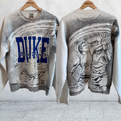 Rare Vintage Sweatshirt 90's Duke Blue Devils Sweatshirt. Double Sided AOP. Medium