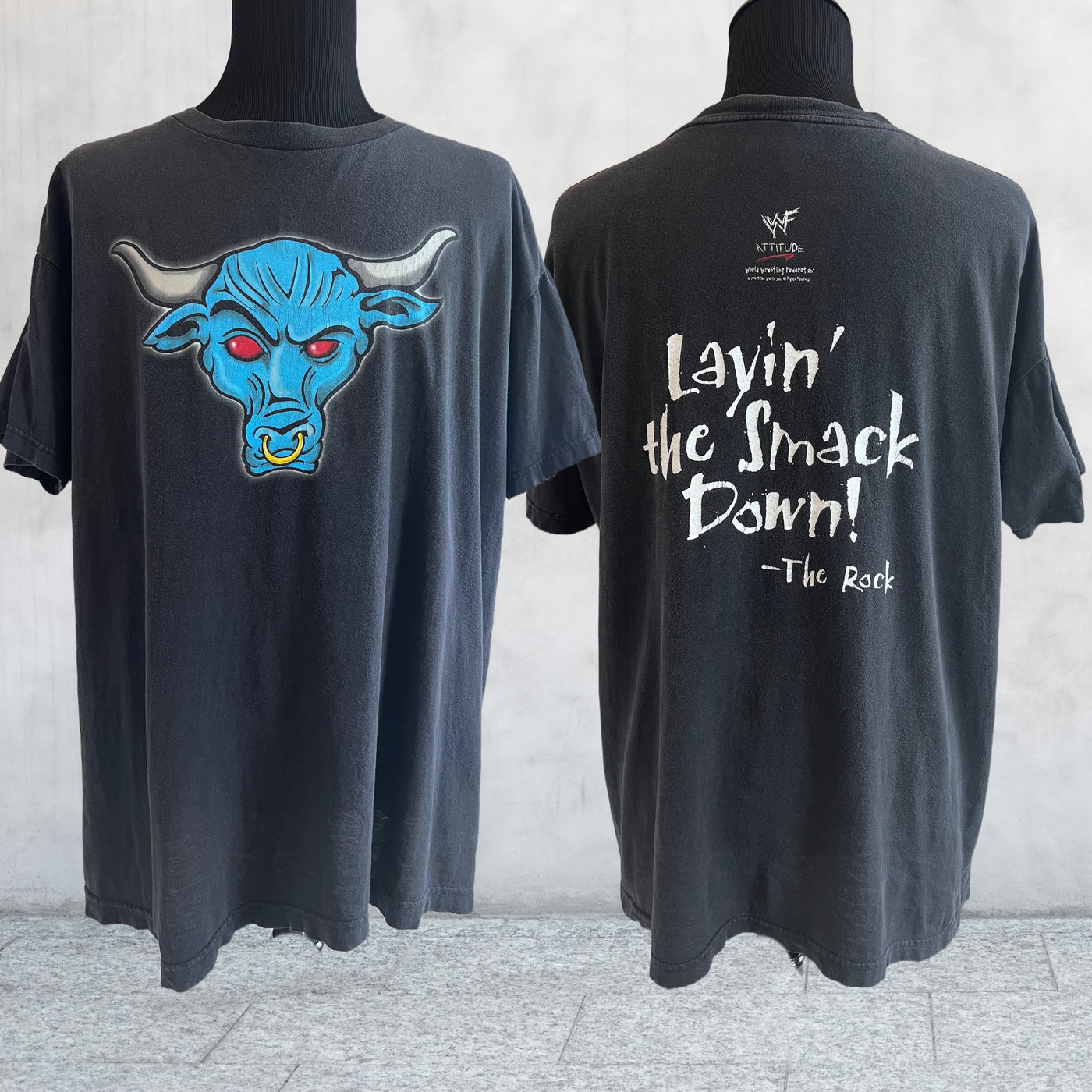 Vintage 1998 WWF The Rock "Layin' The Smack Down" T-shirt Black Extra Large