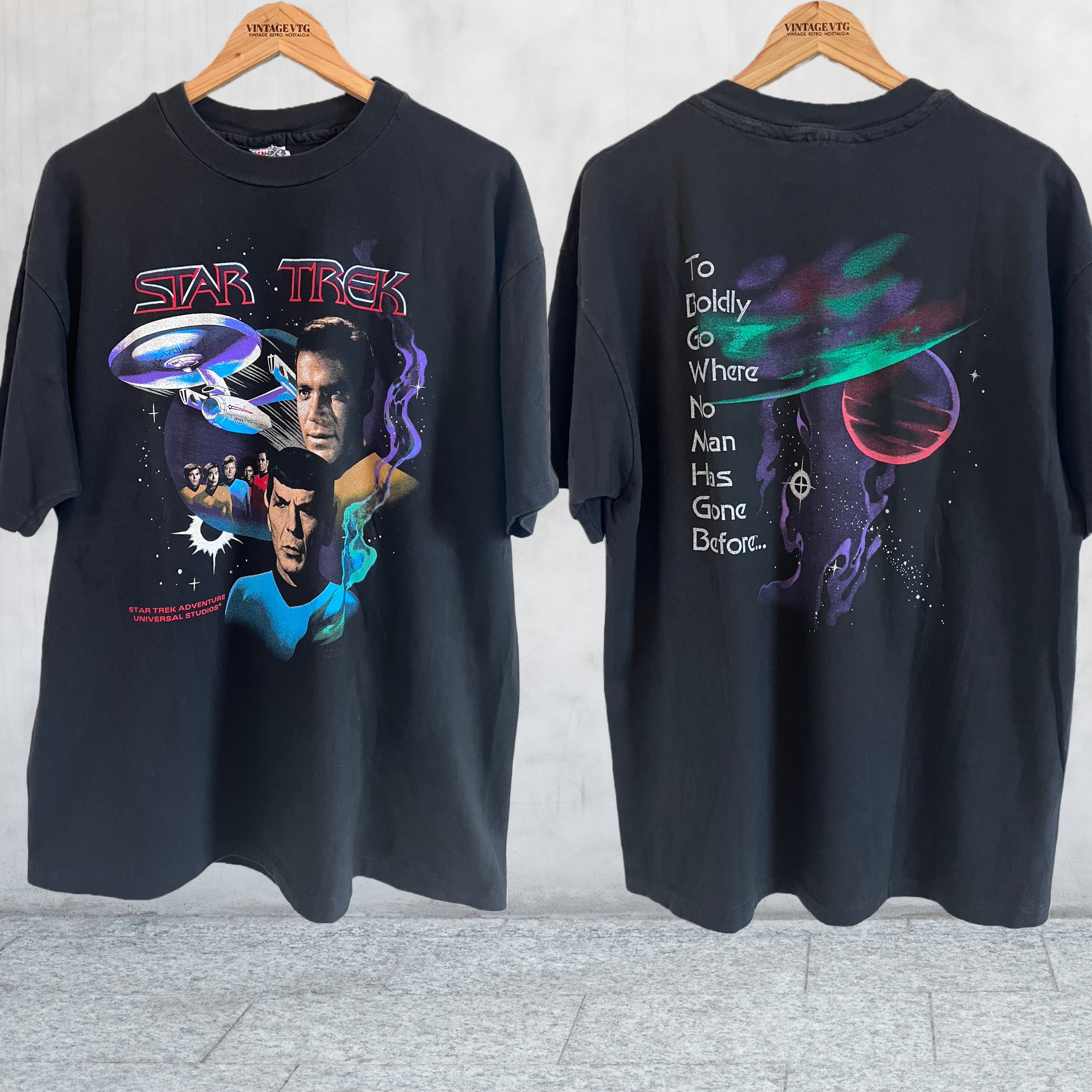 FRUIT OF THE LOOM / Vintage/90s/STAR TREK/30th anniversary/Tシャツ/L/ブラック Vintage 1991 Star Trek Adventure, Spock, Kirk and crew T-shirt