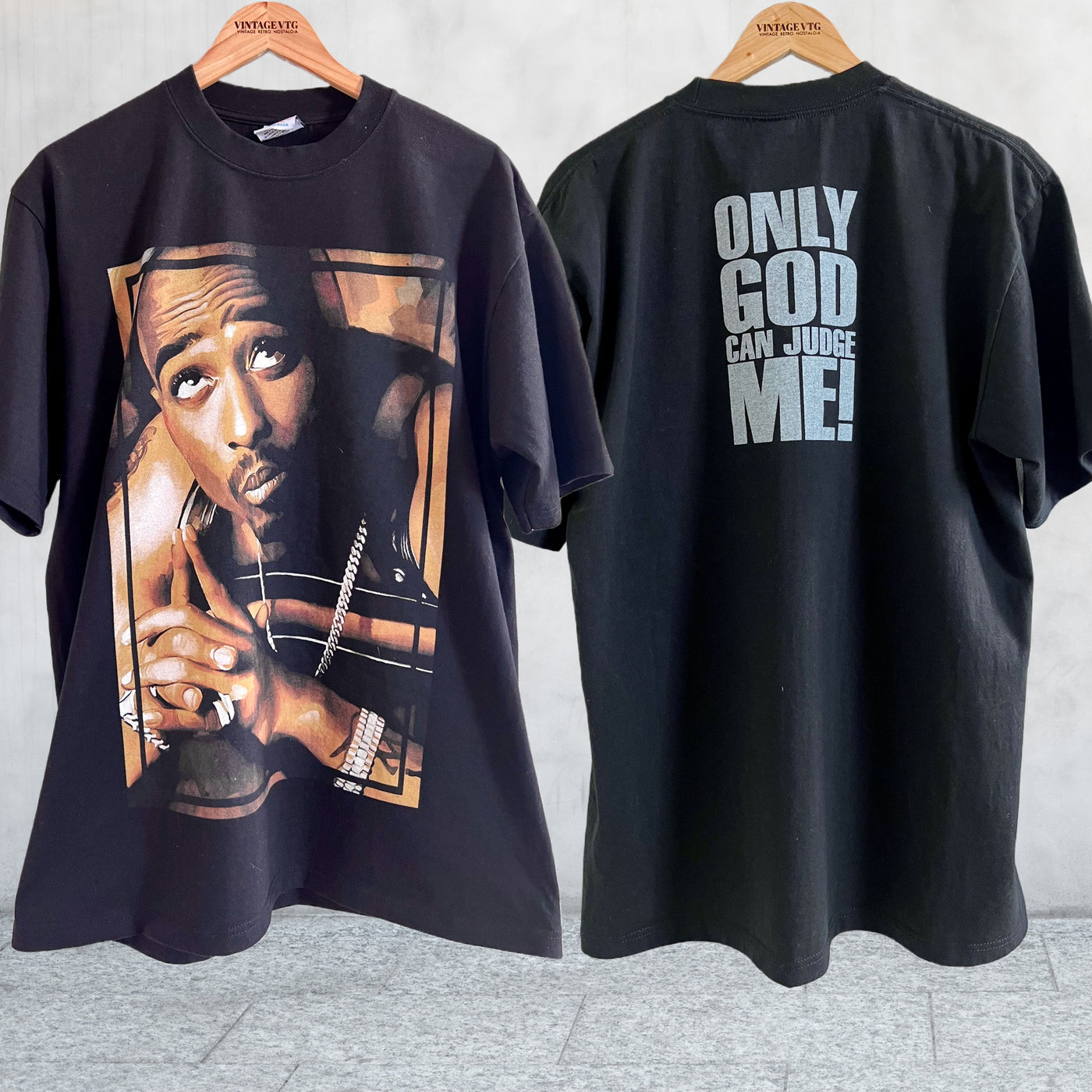 Rare Vintage Tupac "ONLY GOD CAN JUDGE ME!" double sided big print T-shirt