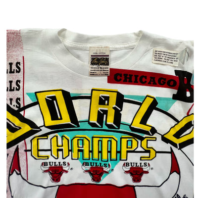 Vintage Chicago bulls Shirt 1993 NBA World Champs Bulls All Over Print T-Shirt