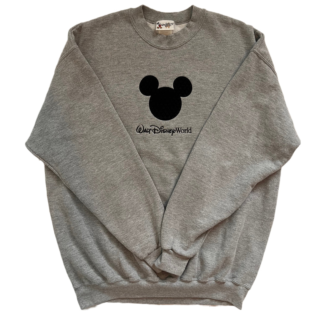 Vintage Disney Sweatshirt with raised textured Walt Disney Mickey logo.