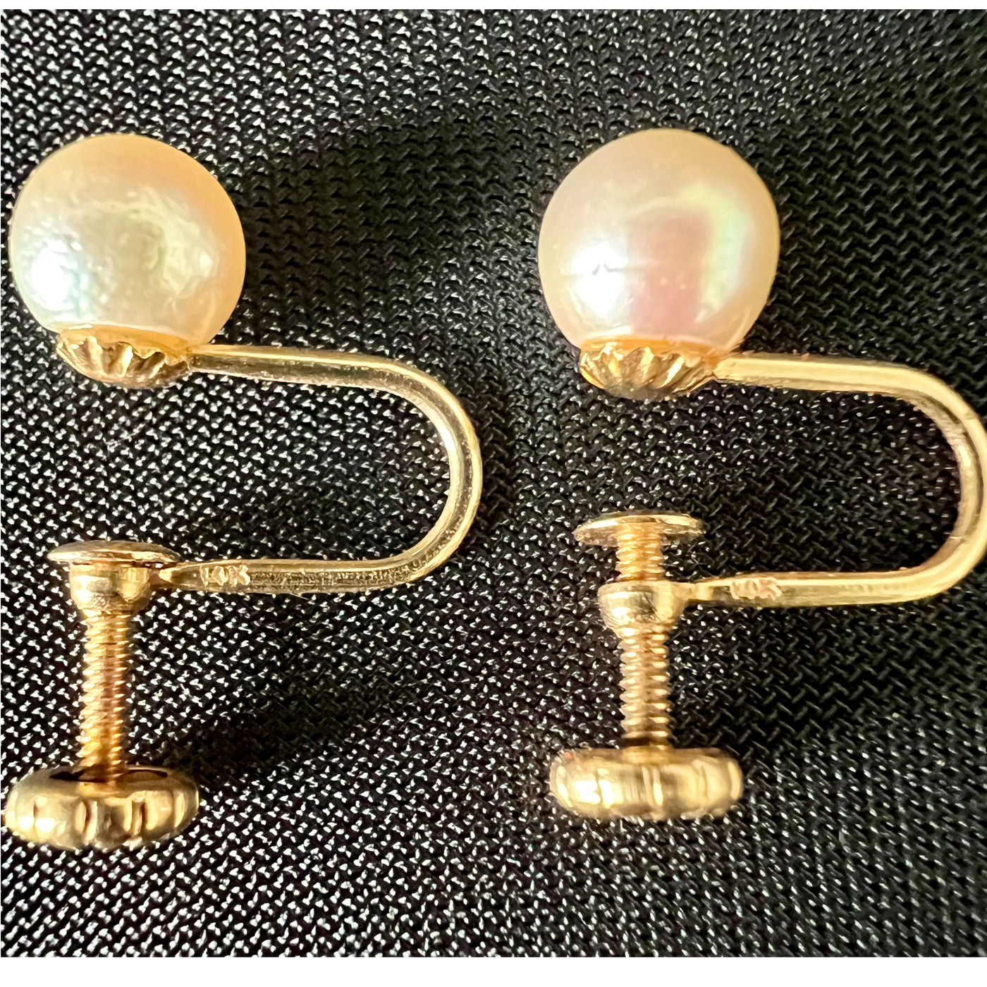 Vintage 14Kt Gold Pearl Screw back Earrings