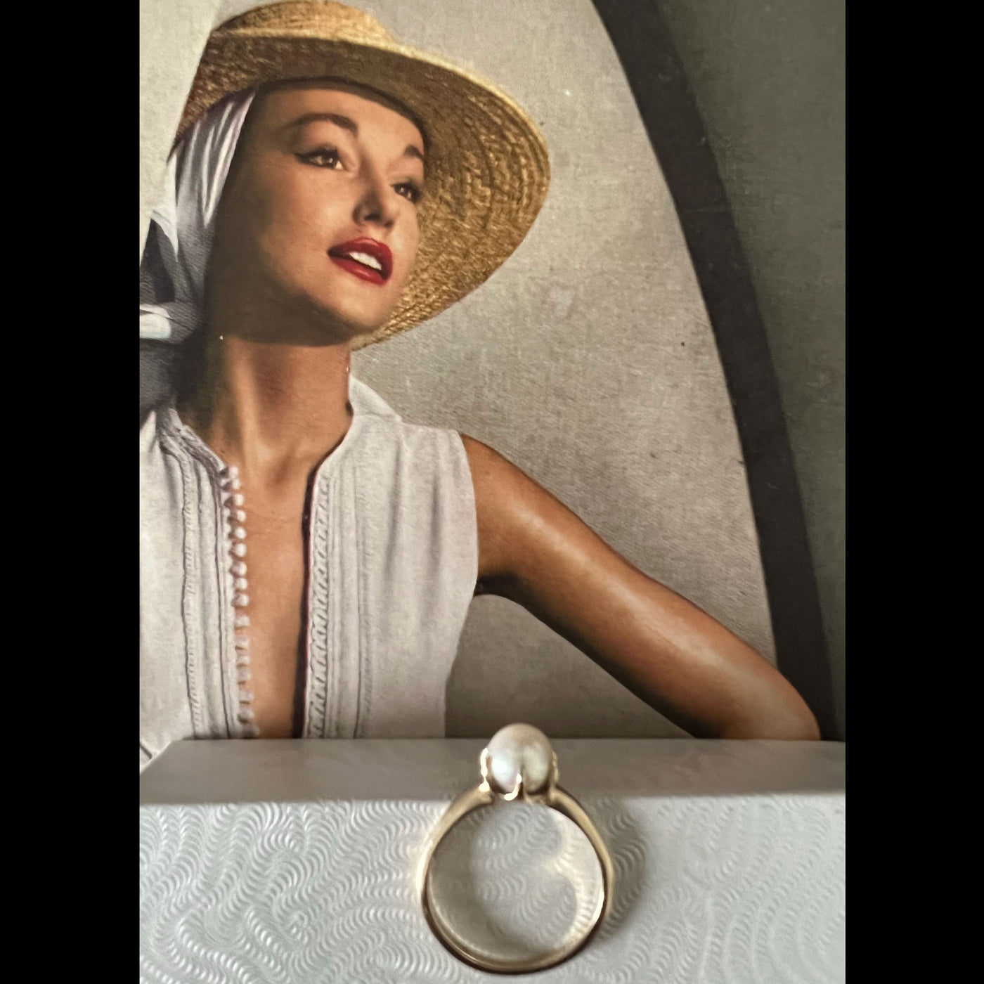 Vintage 10K Yellow Gold Cultured Pearl Solitaire Ring